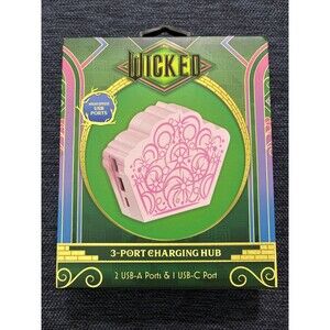 NEW Wicked Glinda's Crown Pink Charging Hub ~ 3-Port (2) USB-A / (1) USB-C